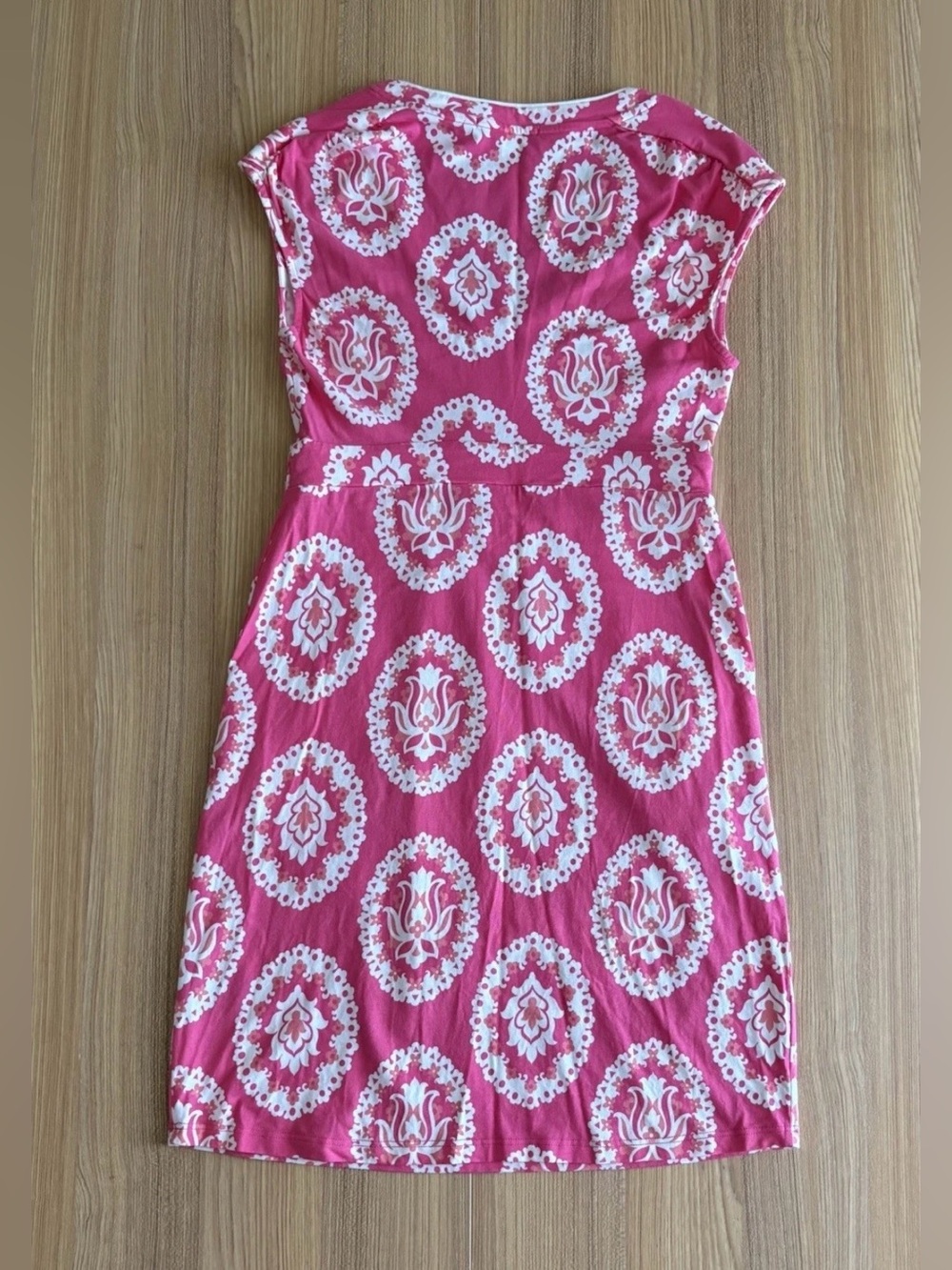 Boden Scoop Neck Jersey Dress Sz 6P Pink Pockets Floral Summer Comfort Travel - Picture 2 of 9